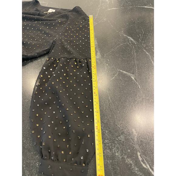 Dress Barn Black blouse with metallic accents LG - Picture 7 of 10